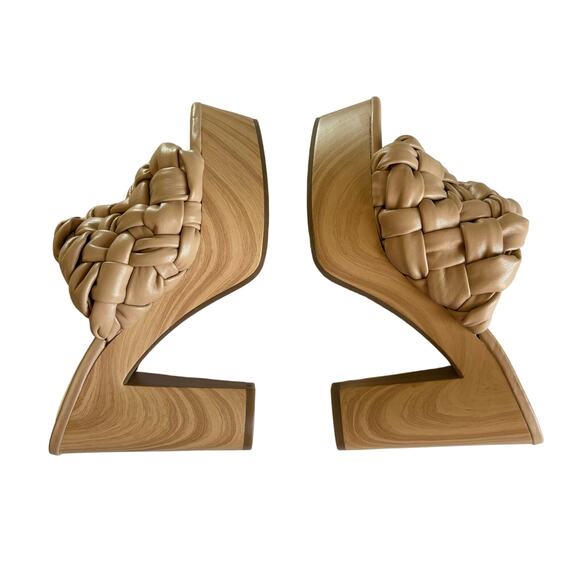 Jessica Simpson Supira Nude Platform Sandal Braided Faux Wood Mule Sandals Sz 6 - Picture 4 of 9